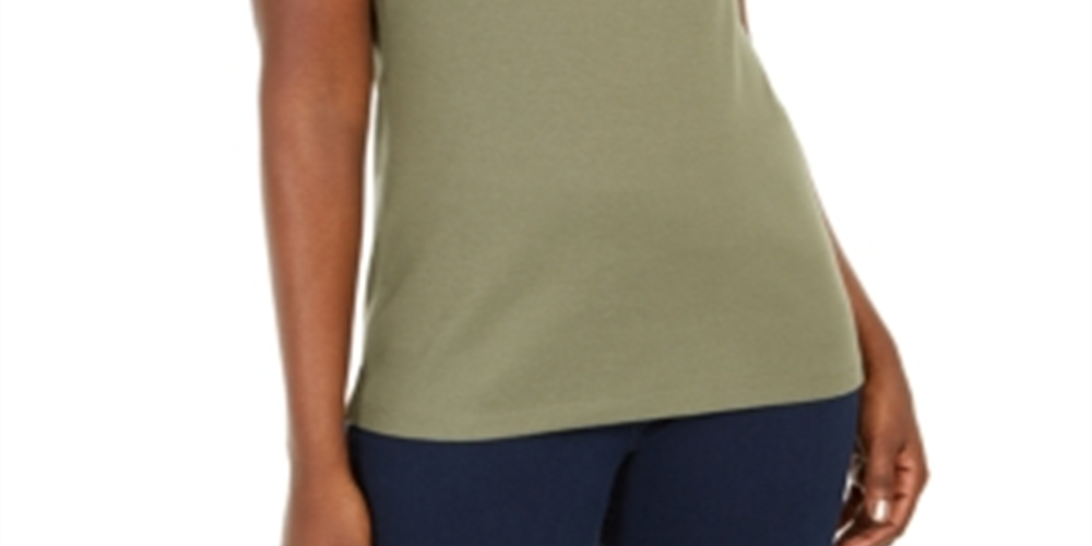 Karen Scott Women's Triple Ring Cutout Top Green Size Small