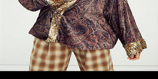 Free People Women's Layla Embellished Kimono Washed Top Brown Size Small