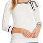 CeCe Women's 3/4-Sleeve Bow Sweater White Size Medium