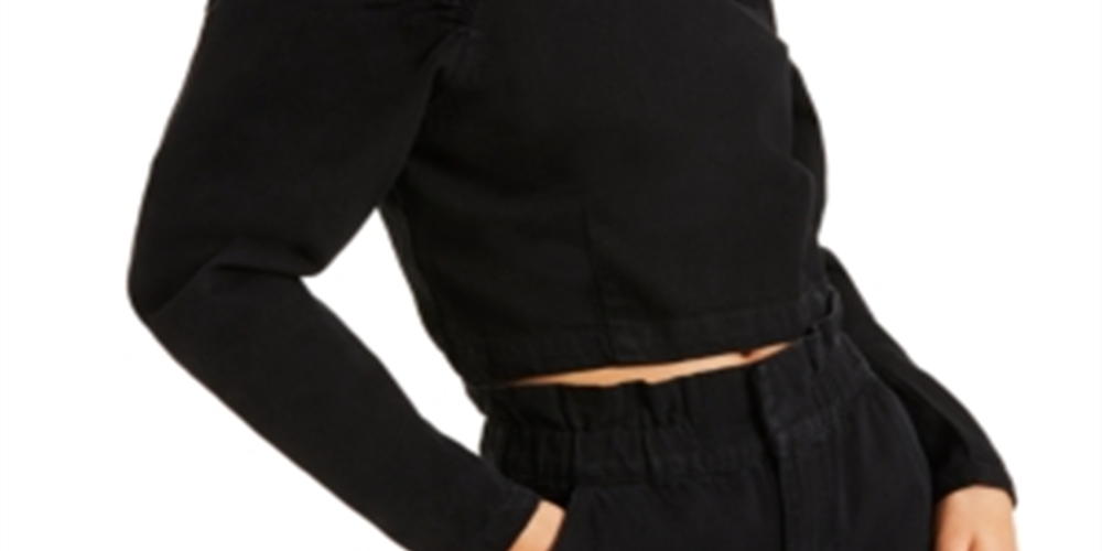INC International Concepts Women's Denim Zip up Blouse Black Size X-Large
