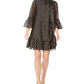 Calvin Klein Women's Tie Neck Metallic Clip Dot Dress Black Size 6