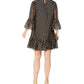 Calvin Klein Women's Tie Neck Metallic Clip Dot Dress Black Size 6