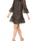 Calvin Klein Women's Tie Neck Metallic Clip Dot Dress Black Size 6