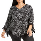 Alfani Women's Plus V Hem Blouse Black Size 0X