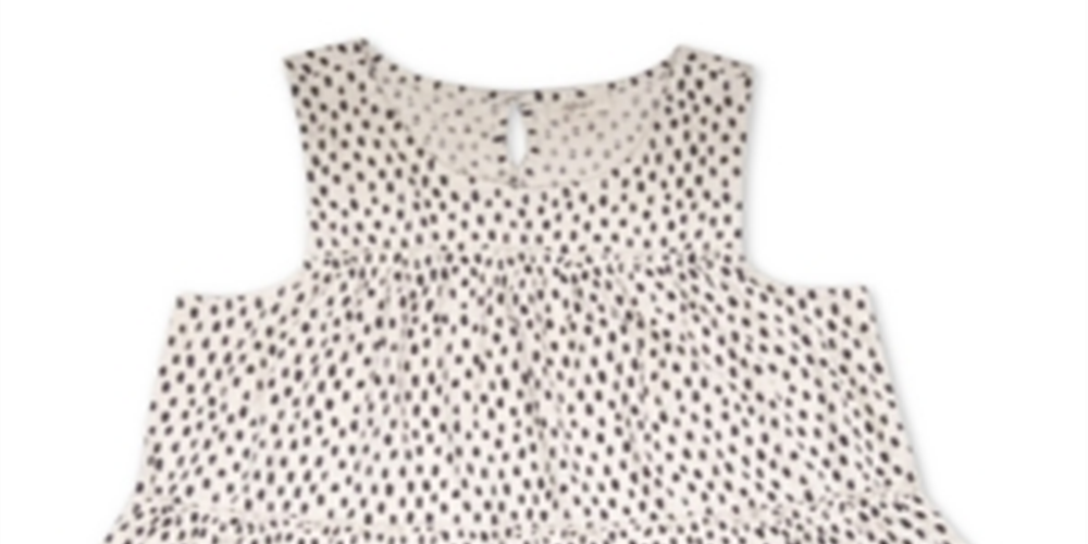 Style & Co Women's Polka Dot Sleeveless Jewel Neck Tiered Top White Size Small