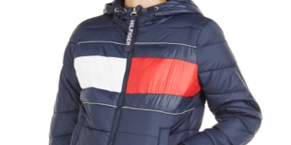 Tommy Hilfiger Women's Sport Quilted Colorblocked Jacket Navy Size S