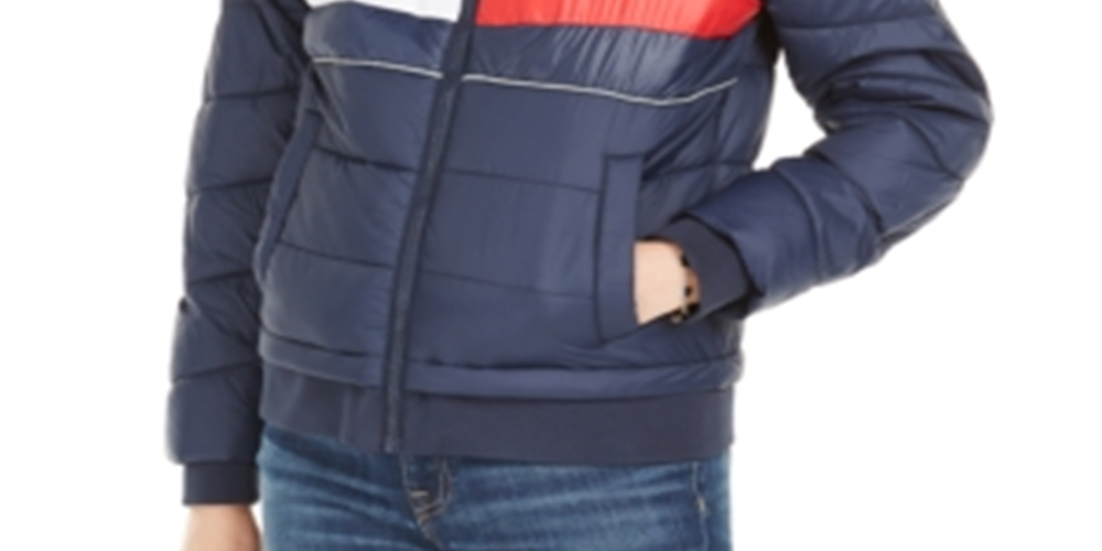 Tommy Hilfiger Women's Sport Quilted Colorblocked Jacket Navy Size S