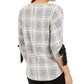 Charter Club Petite Plaid Tie-Cuff Top  Black Size Petite M