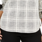Charter Club Petite Plaid Tie-Cuff Top  Black Size Petite M