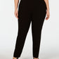 Alfani Women's Plus Contrast Waist Pull on Pants Black Size 14W