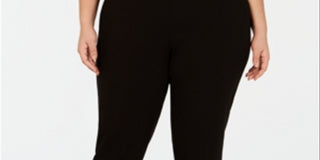 Alfani Women's Plus Contrast Waist Pull on Pants Black Size 14W