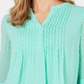 Charter Club Women's Double Ruffle Textured Pintuck Top Green Size XX-Large