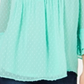 Charter Club Women's Double Ruffle Textured Pintuck Top Green Size XX-Large