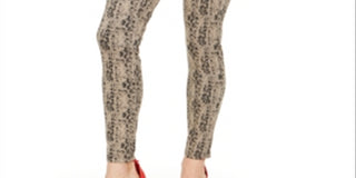 Hue Women's Python Print High Waisted Denim Leggings Brown Size M