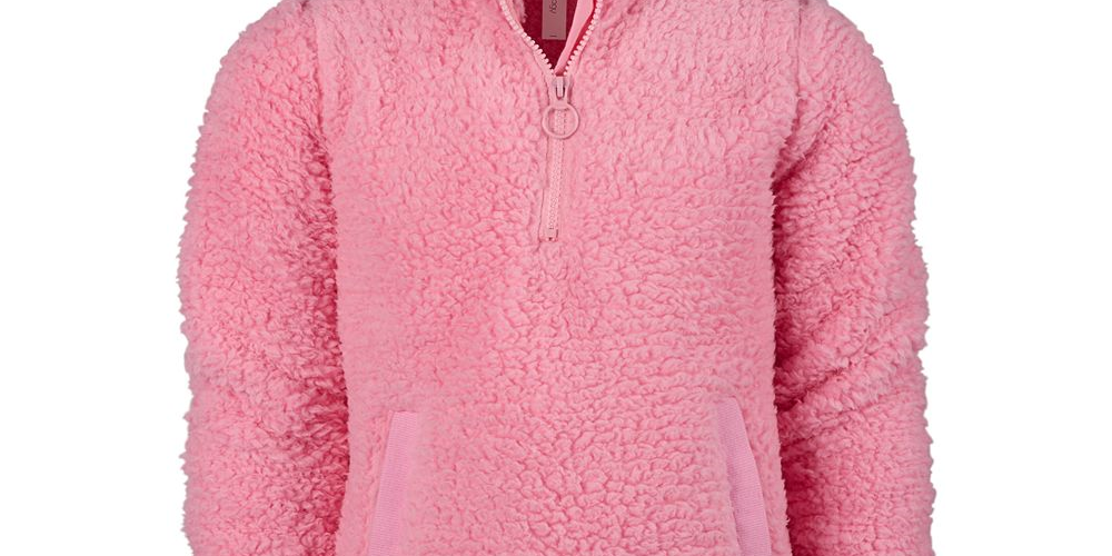 Ideology Big Girls Fuzzy 1/4-Zip Jacket  Pink ize -S 7/8