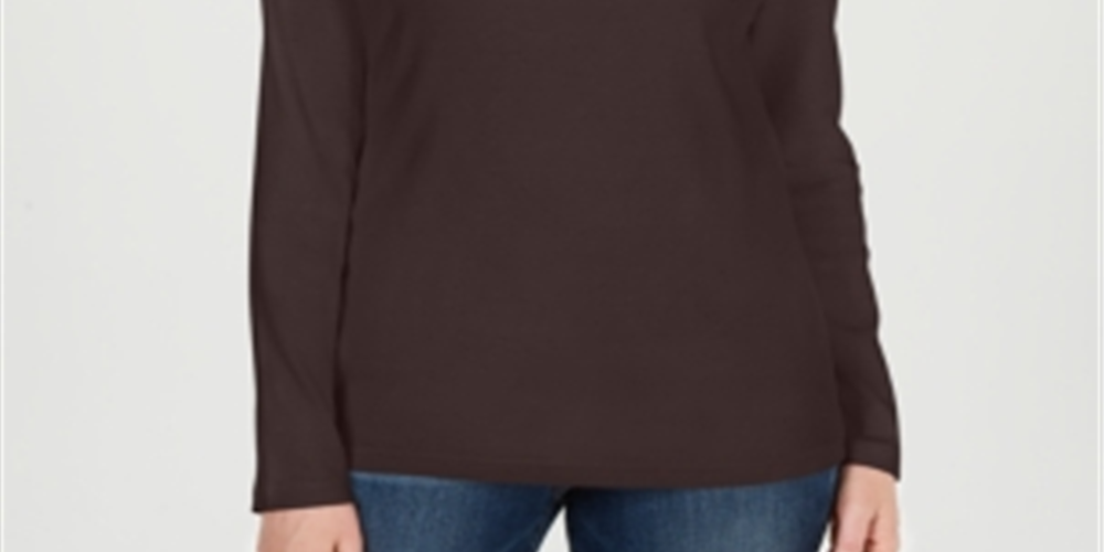 Karen Scott Women's Cotton Scoop Neck Top Brown Size Petite Small