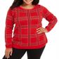 Charter Club Women's Metallic Plaid Sweater Red Size 1X