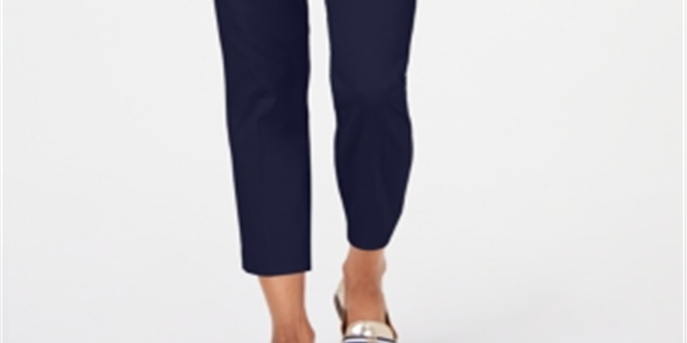 Tommy Hilfiger Women's Casual Sky Captain Stripe Trim Straight Leg Pants Navy Size 6