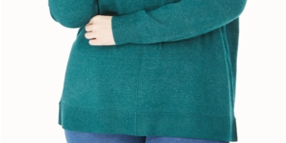 Karen Scott Women's Plus V Neck Sweater Green Size 0X