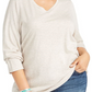Style & Co Women's Plus V Neck Top Tan Size 1X