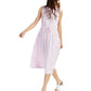 Alfani Women's Drawstring Waist Sleeveless Crew Neck MIDI Fit Flare Dress Purple Size Large