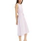 Alfani Women's Drawstring Waist Sleeveless Crew Neck MIDI Fit Flare Dress Purple Size Large