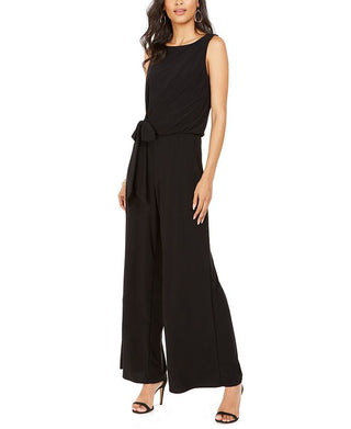 MSK Women's Tie Waist Wide Leg Jumpsuit Black Size Petite