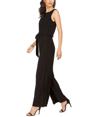 MSK Women's Tie Waist Wide Leg Jumpsuit Black Size Petite