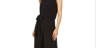 MSK Women's Tie Waist Wide Leg Jumpsuit Black Size Petite