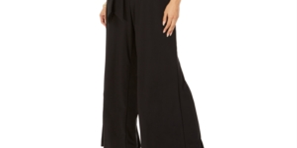 MSK Women's Tie Waist Wide Leg Jumpsuit Black Size Petite