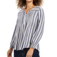 Style & Co Women's Striped Pintucked Top Blue Size Medium