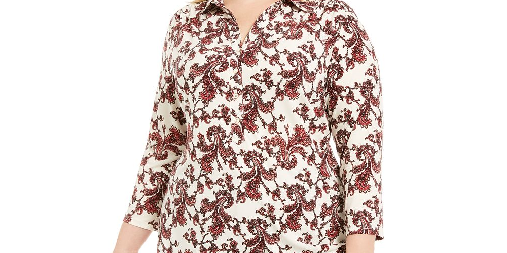 Charter Club Women's Plus Polo Style Shirt White Size -3XL