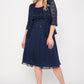 R&M Richards Women's Sheer Skirt & Lace Jacket Dress Blue Size 10
