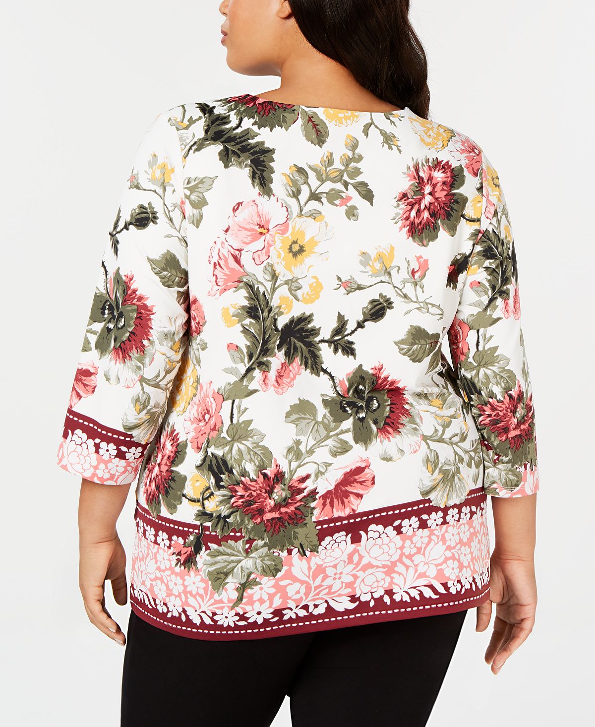 Charter Club Women's Plus V Neck Garden Top White Size 0X