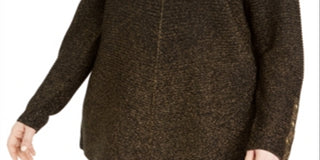 Alfani Women's Plus Metallic Ribbed Knit Tunic Sweater Black Size 0X