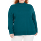 Karen Scott Women's Plus Cotton Mock Neck Sweater BlueSize 2XL
