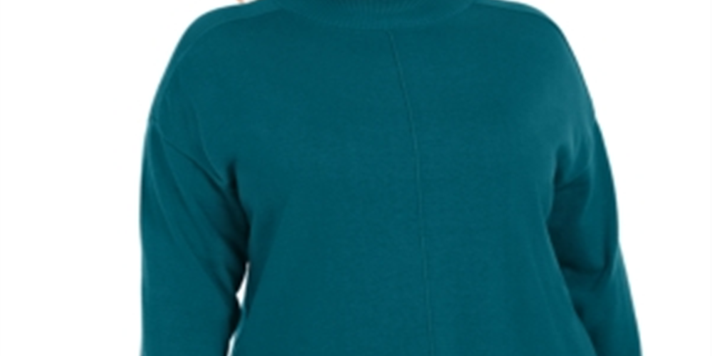 Karen Scott Women's Plus Cotton Mock Neck Sweater BlueSize 2XL