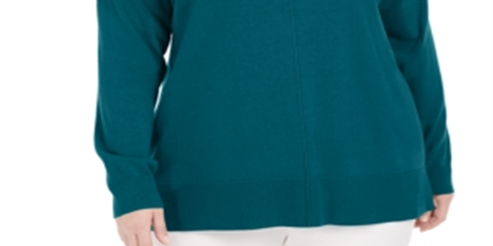 Karen Scott Women's Plus Cotton Mock Neck Sweater BlueSize 2XL