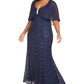 R & M Richards Women's Plus Capelet Gown Black Size 2