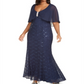 R & M Richards Women's Plus Capelet Gown Black Size 2