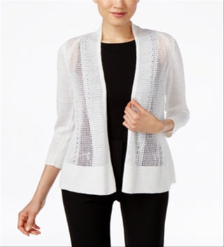Alfani Women's Novelty Stitch Cardigan White Size X-Large