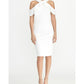 Rachel Roy Women's Ruffled Cold Shoulder Short Sleeve Halter Knee Length Party Sheath Dress White Size XX-Large