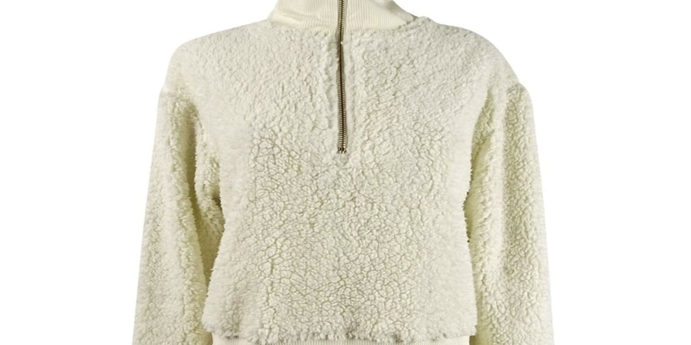 Derek Heart Junior's Half ZipTurtleneck Sweater White Size Medium