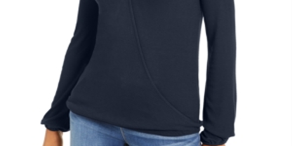 INC International Concepts Women's Surplice Ribbed Top Blue Size X-Small