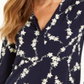 Charter Club Women's Printed V Neck Top Blue Size Small