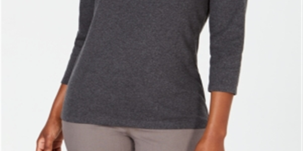 Karen Scott Women's  Embroidered Cotton Layered-Look Top Gray  Size XS