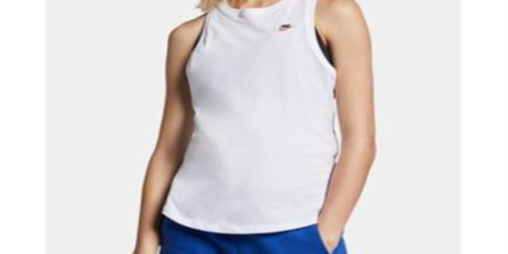 Nike Women's Sportswear Cotton Racerback Tank Top  White Size Large