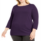 Karen Scott Women's Ballet Neckline Sweater Purple Size 0X
