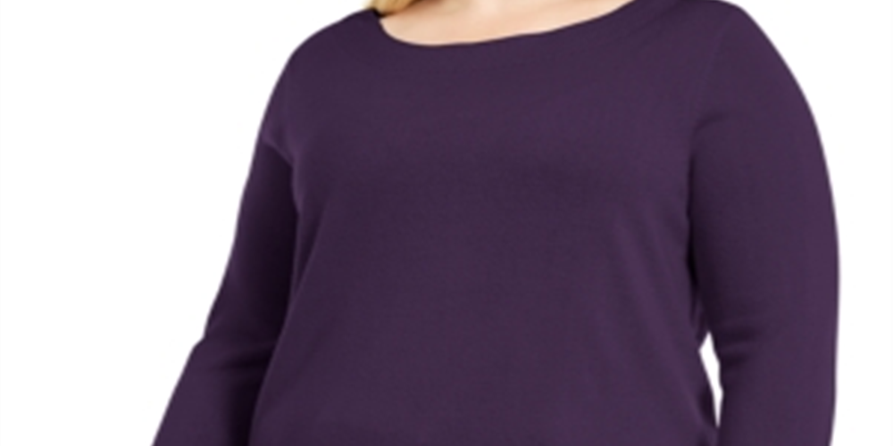 Karen Scott Women's Ballet Neckline Sweater Purple Size 0X