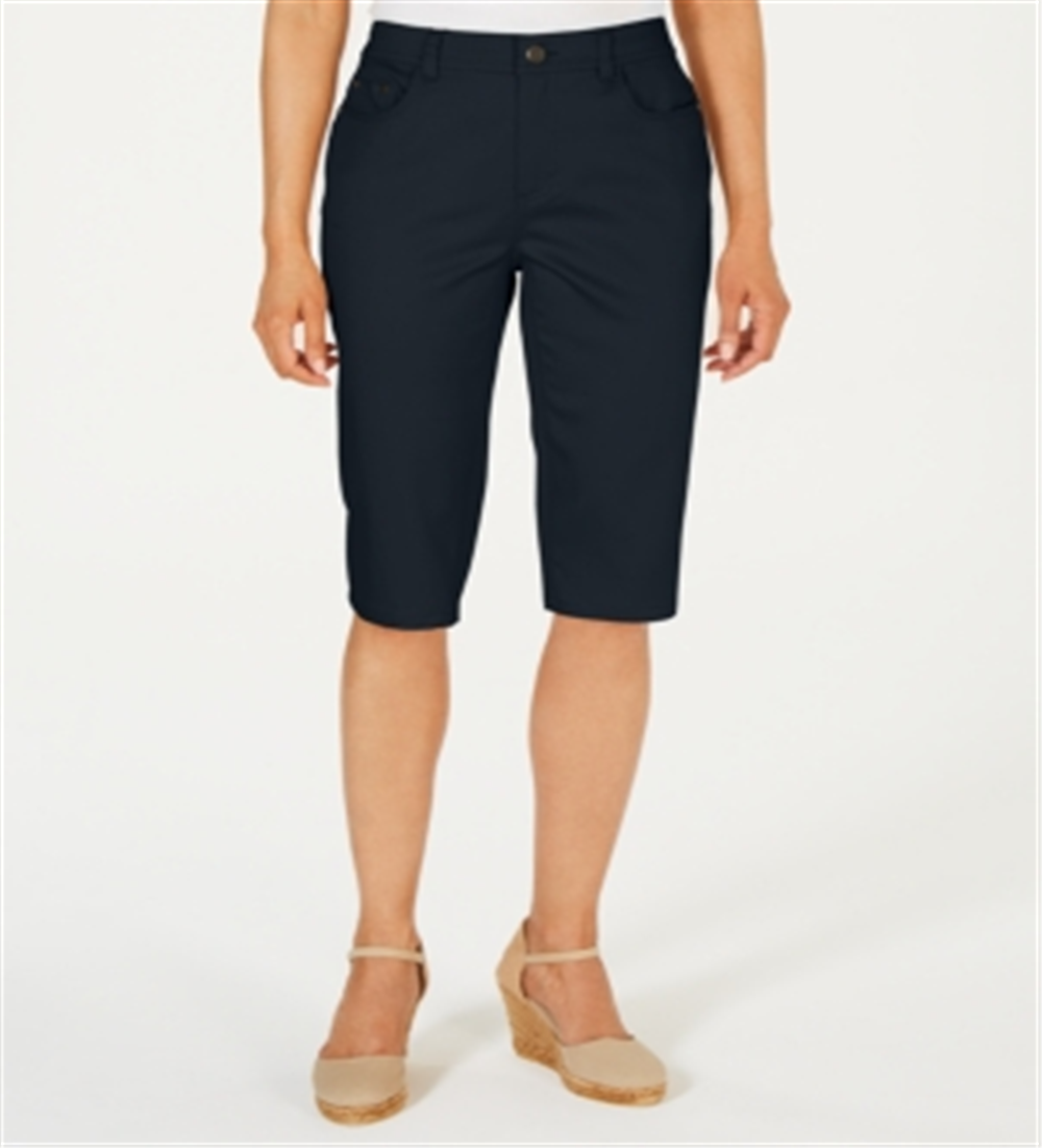 Charter Club Women's Mid Rise Knee Length Skimmer Pants Blue Size 14